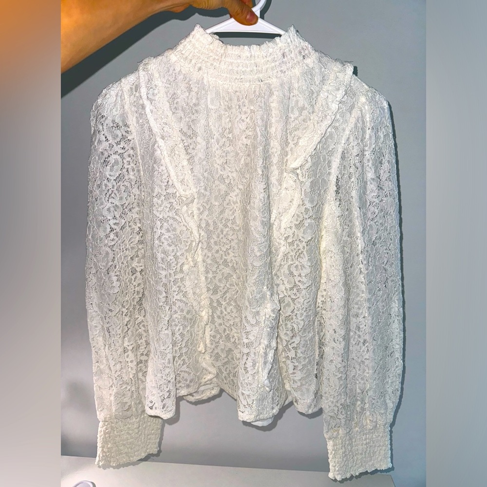 Zara white blouse with floral pattern